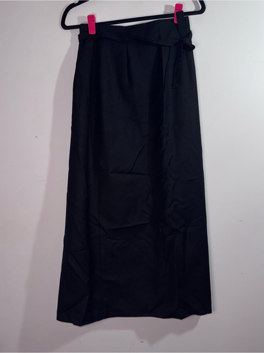 United Colors of Benetton Made in Italy Black Wool Wrap Midi Skirt Size 40